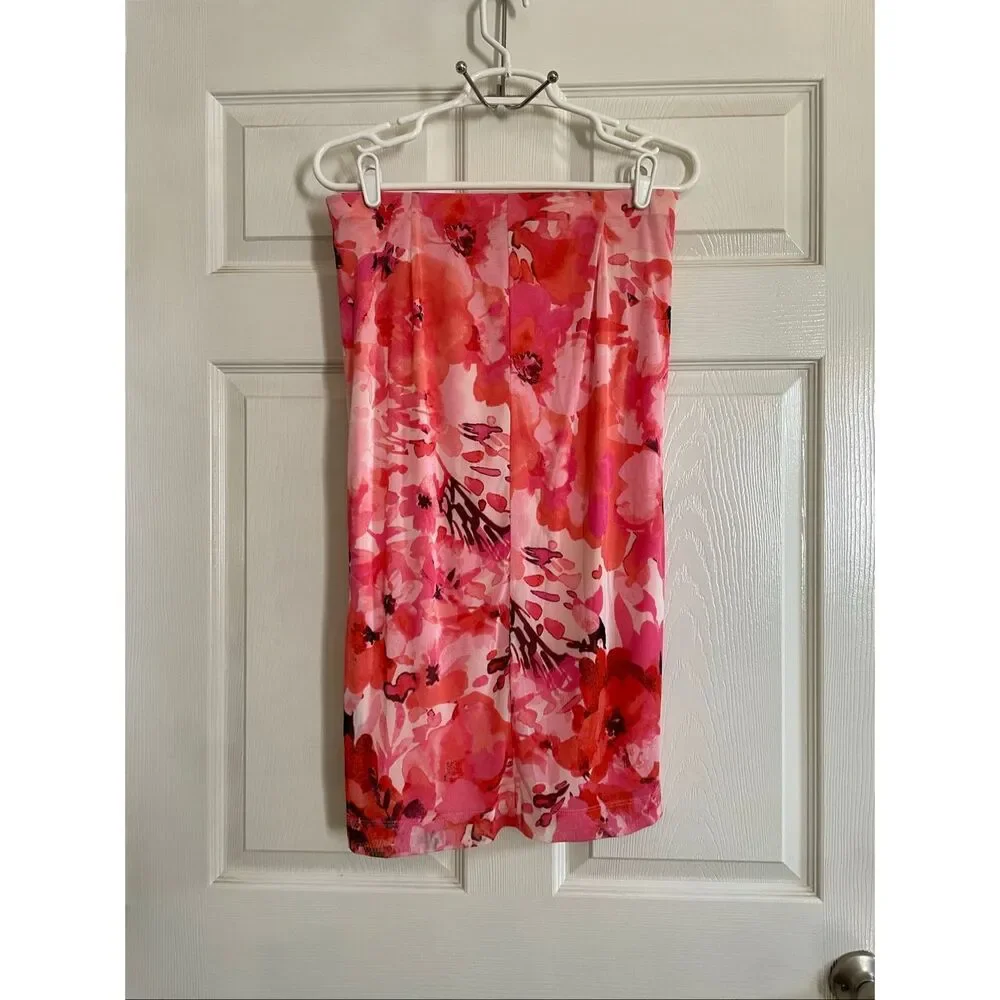 Nine West Medium Women’s Pencil Skirt Floral Bloom Pink Black
